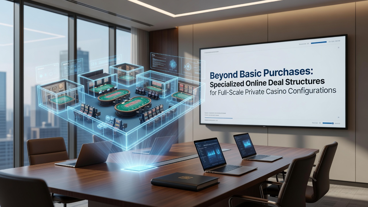 Detailed view of integrated private casino setup with matched gaming tables and accessories arranged for home use