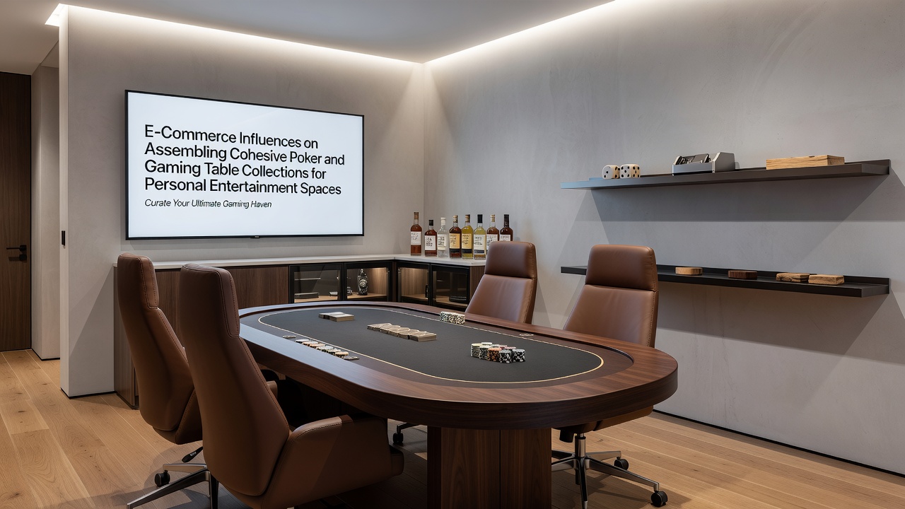 Online storefront displaying coordinated poker tables, chips, and seating options for home gaming setups