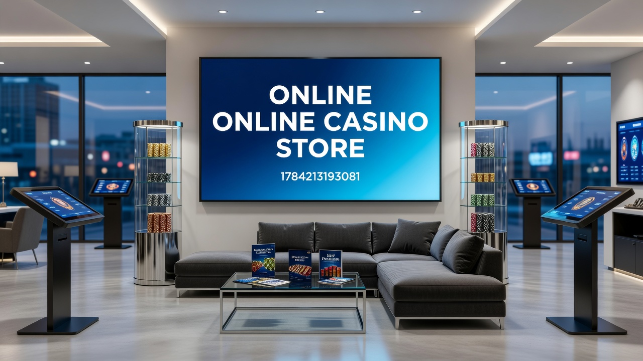 Warehouse interior showing organized casino chips, roulette wheels, and gaming accessories ready for online distribution