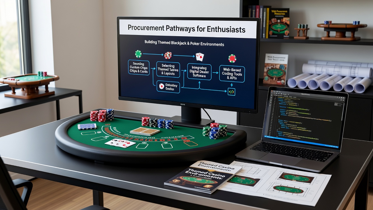 Example of coordinated themed blackjack and poker components available through web promotions