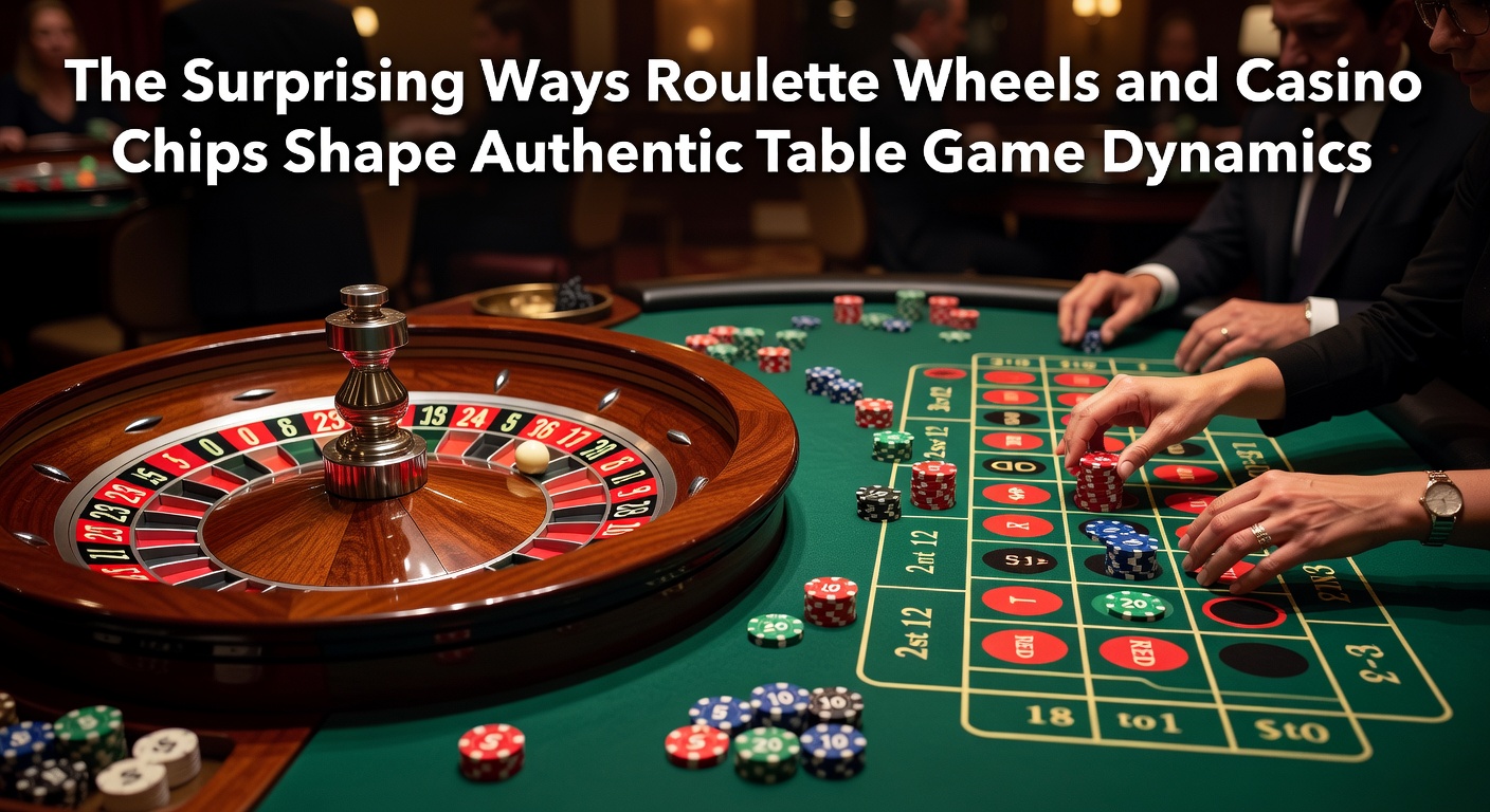 Close-up of a professional roulette wheel and stacked casino chips on a gaming table
